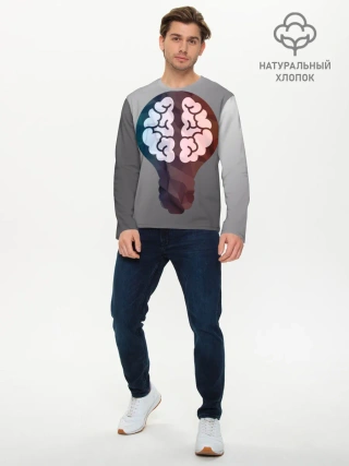 Мужской лонгслив базовый / Прокачай мозги
