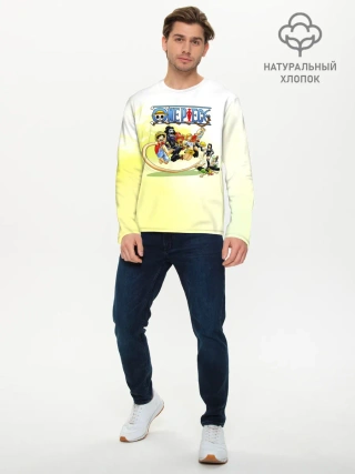 Мужской лонгслив базовый / One Piece пираты Соломенной Шляпы