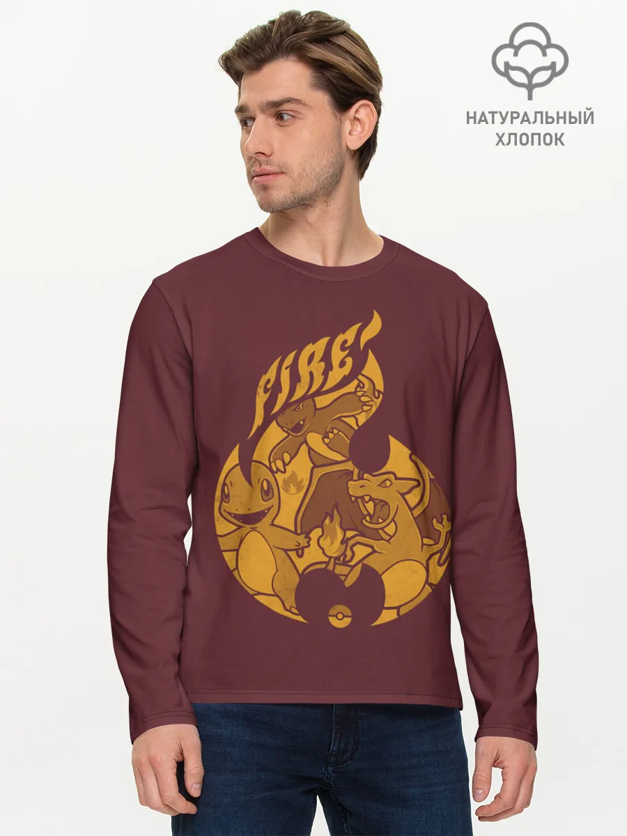 Мужской лонгслив базовый / Покемоны огня