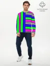 Мужской лонгслив базовый / Полосатый яркий летний узор