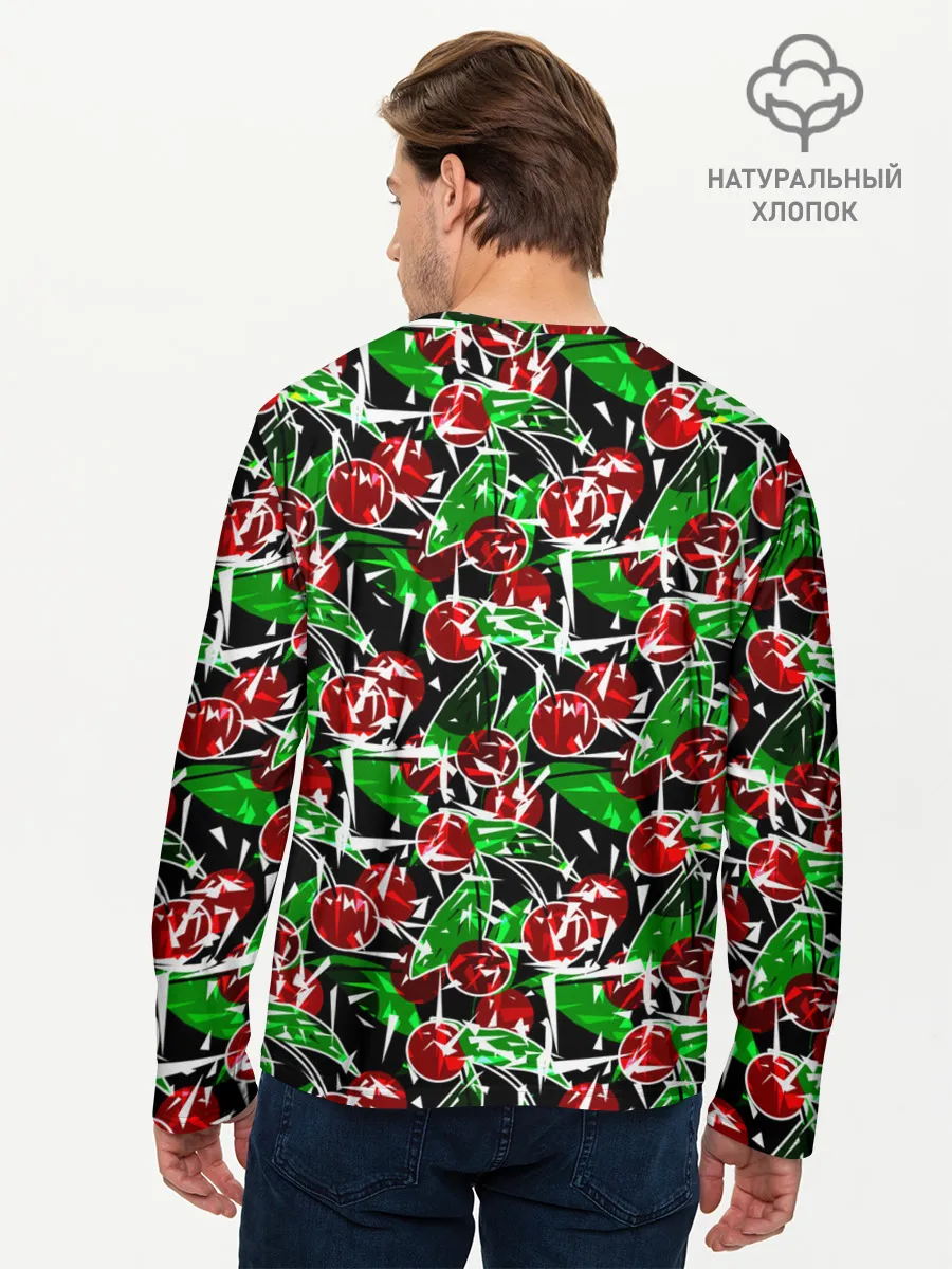 Мужской лонгслив базовый / Абстрактный узор спелая вишня
