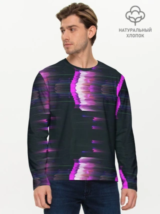 Мужской лонгслив базовый / Розовый глитч