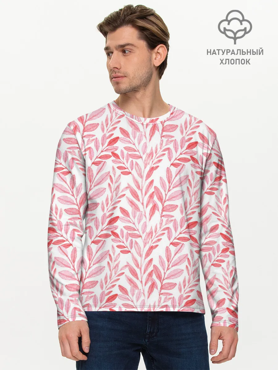 Мужской лонгслив базовый / Пастельные растения