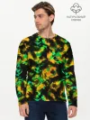 Мужской лонгслив базовый / Абстрактный желто-зеленый узор