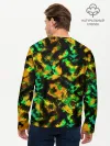 Мужской лонгслив базовый / Абстрактный желто-зеленый узор