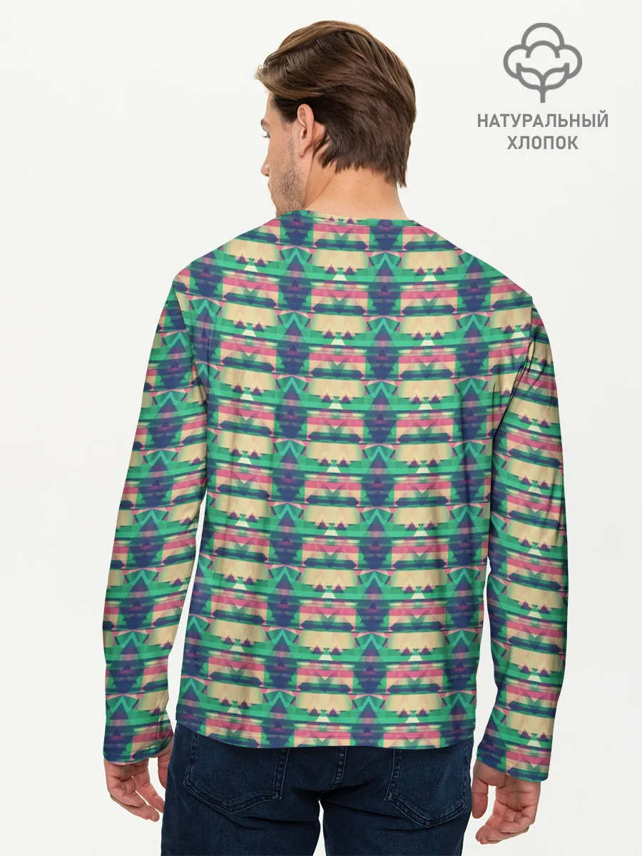 Мужской лонгслив базовый / Геометрический глитч