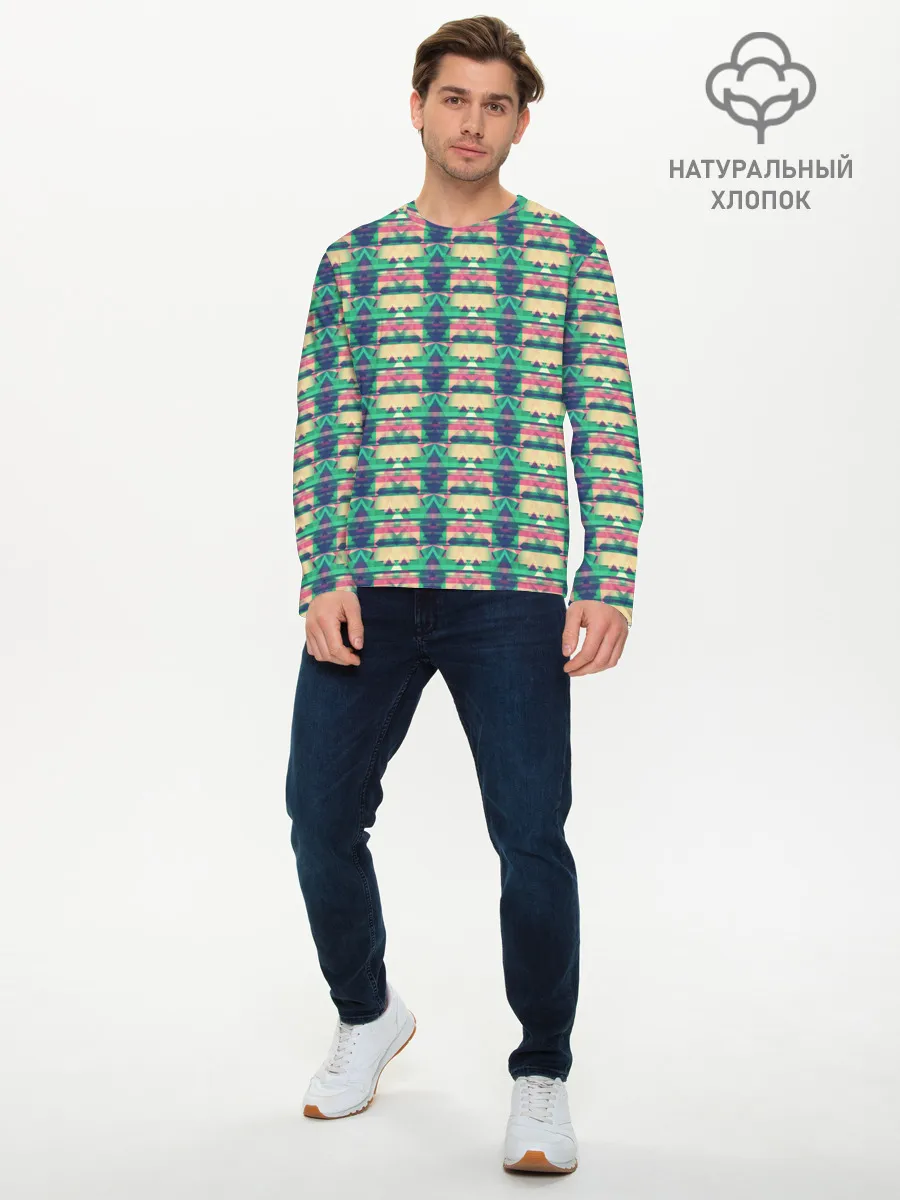Мужской лонгслив базовый / Геометрический глитч