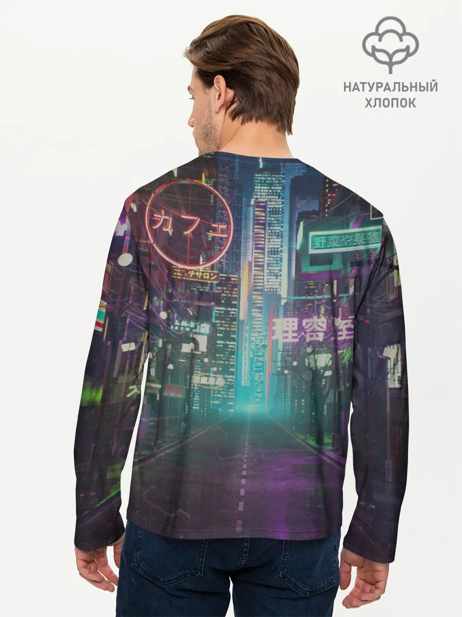 Мужской лонгслив базовый / Neon Tokyo
