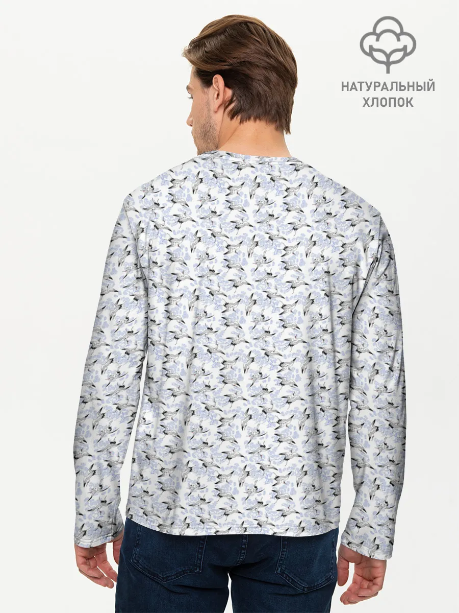 Мужской лонгслив базовый / Журавли