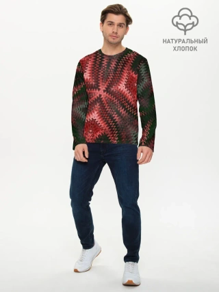 Мужской лонгслив базовый / Серо-коричневый узор