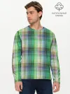 Мужской лонгслив базовый / Зеленый клетчатый узор