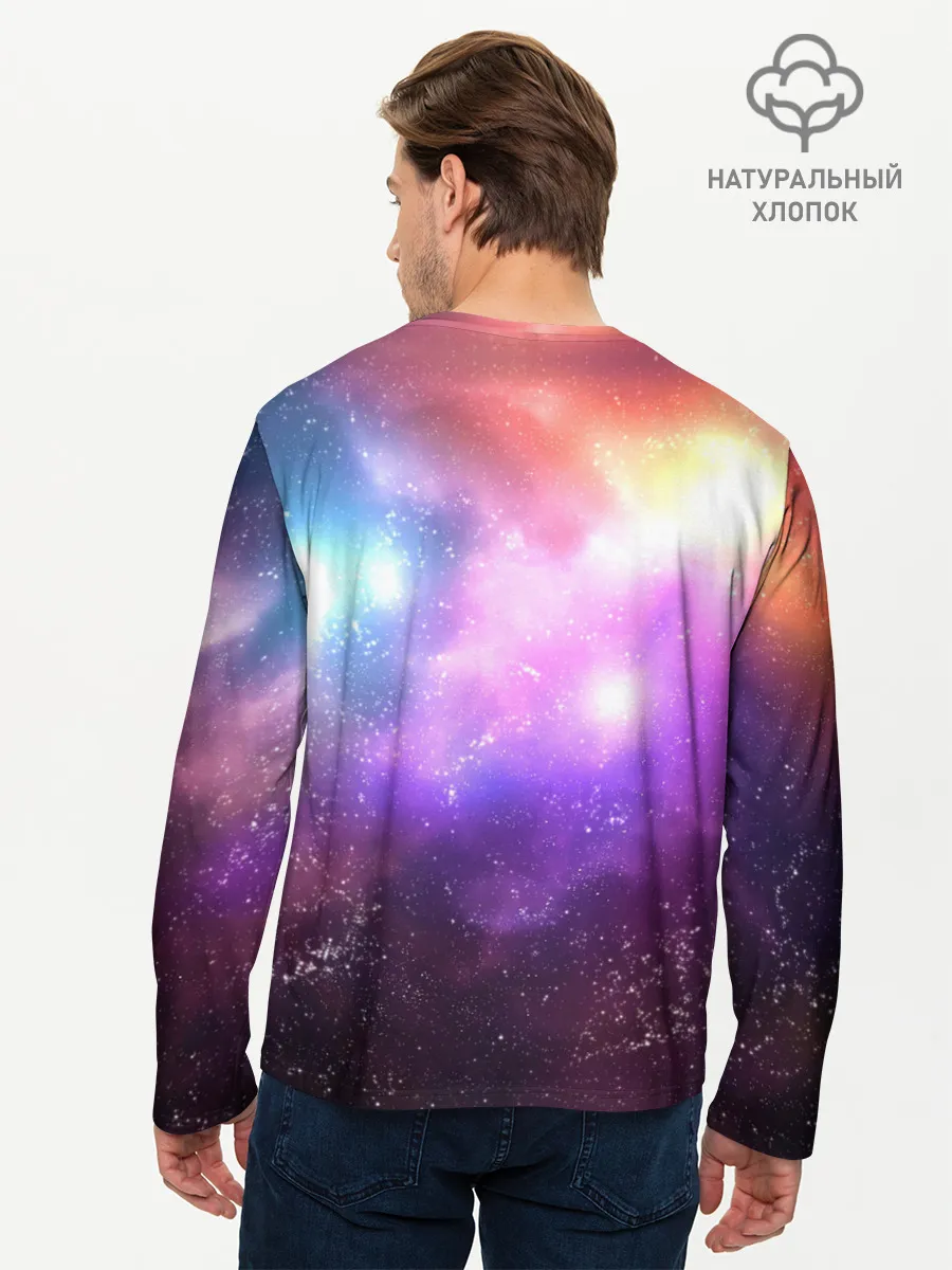 Мужской лонгслив базовый / Космос, сияние и звезды