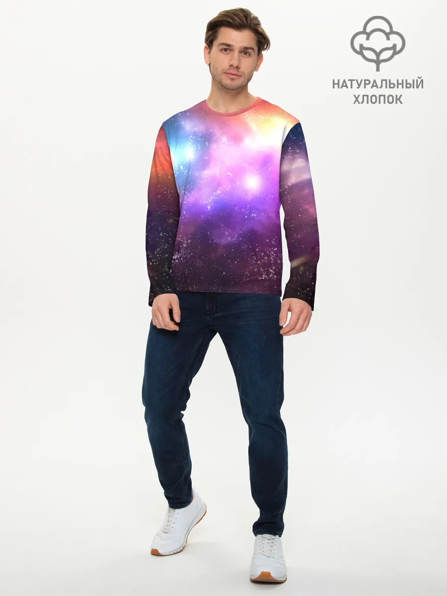 Мужской лонгслив базовый / Космос, сияние и звезды