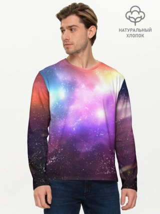 Мужской лонгслив базовый / Космос, сияние и звезды