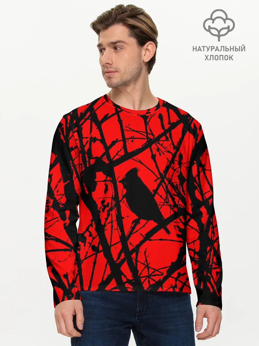 Мужской лонгслив базовый / Хоррор Мрачный лес
