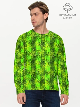 Мужской лонгслив базовый / Неоновый полосатый узор