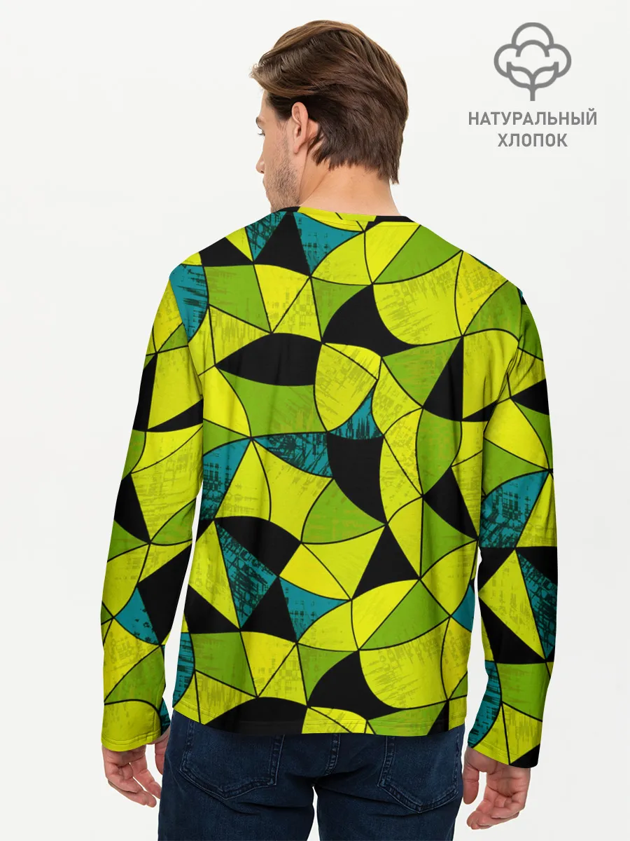 Мужской лонгслив базовый / Гранжевый яркий зеленый