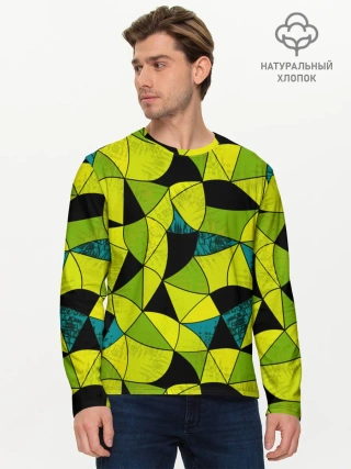 Мужской лонгслив базовый / Гранжевый яркий зеленый