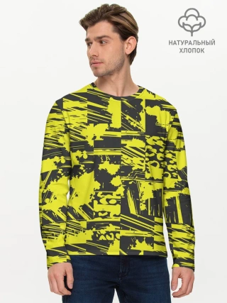 Мужской лонгслив базовый / Желтая текстура