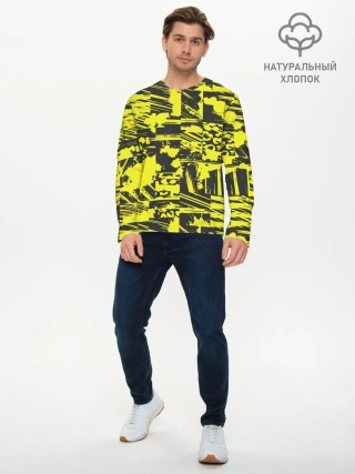 Мужской лонгслив базовый / Желтая текстура