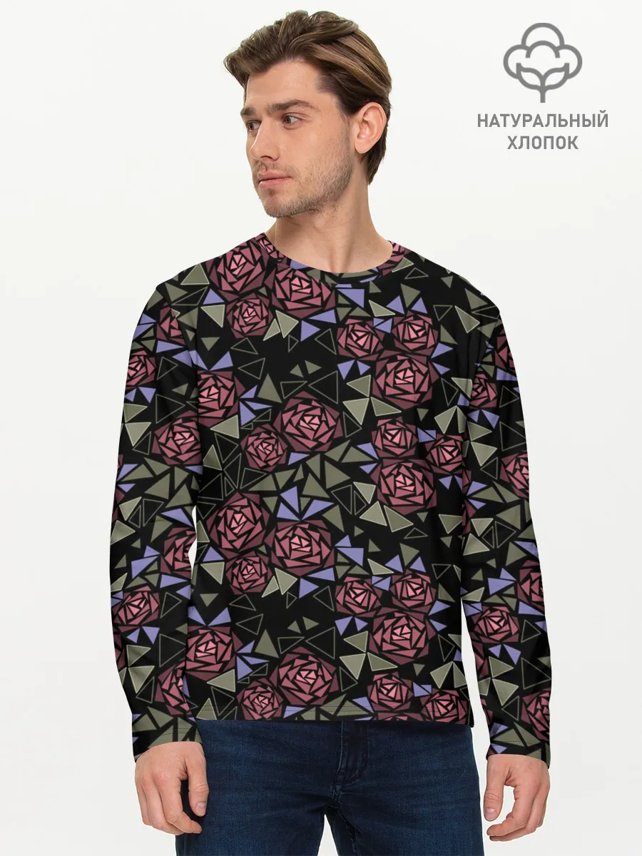 Мужской лонгслив базовый / Цветочная мозаика