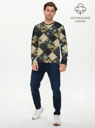 Мужской лонгслив базовый / Лоскутное шитье