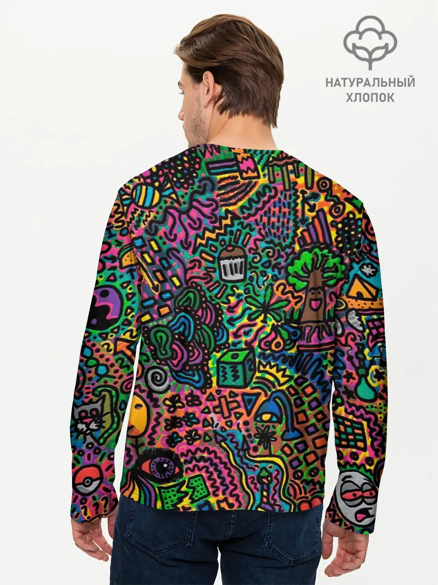 Мужской лонгслив базовый / Кислотные узоры психоделика