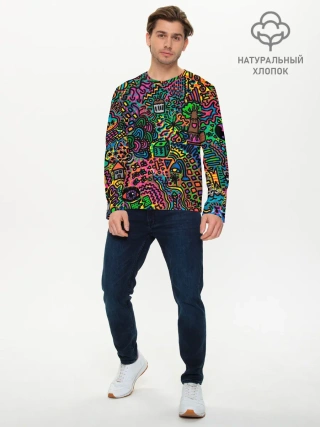 Мужской лонгслив базовый / Кислотные узоры психоделика