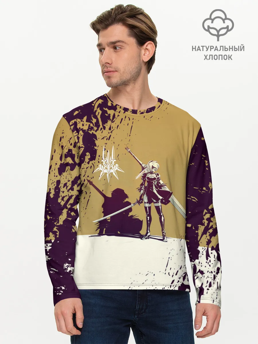 Мужской лонгслив базовый / Yorha 2B | Nier Automata