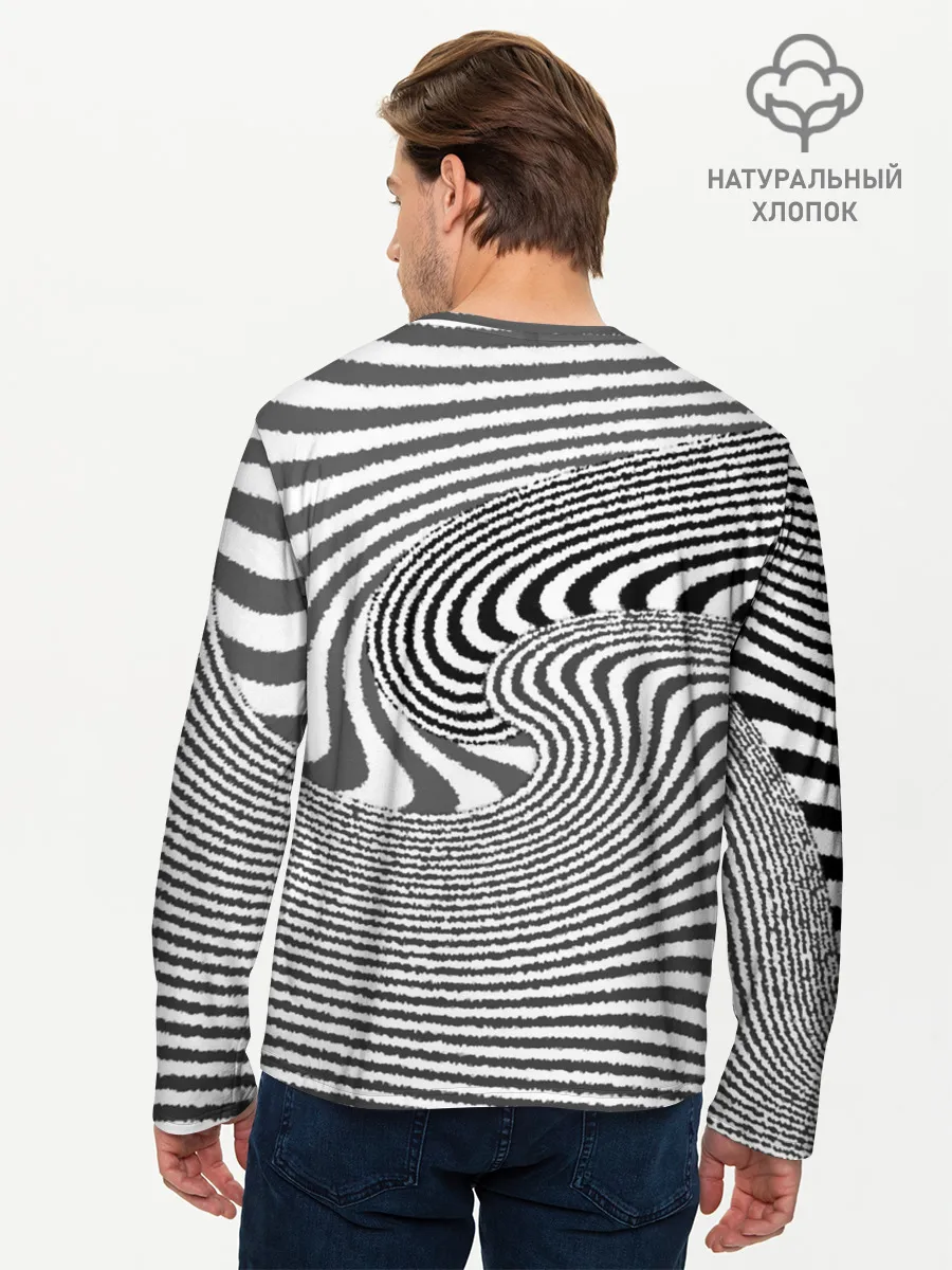 Мужской лонгслив базовый / Черно белый мозаичный узор