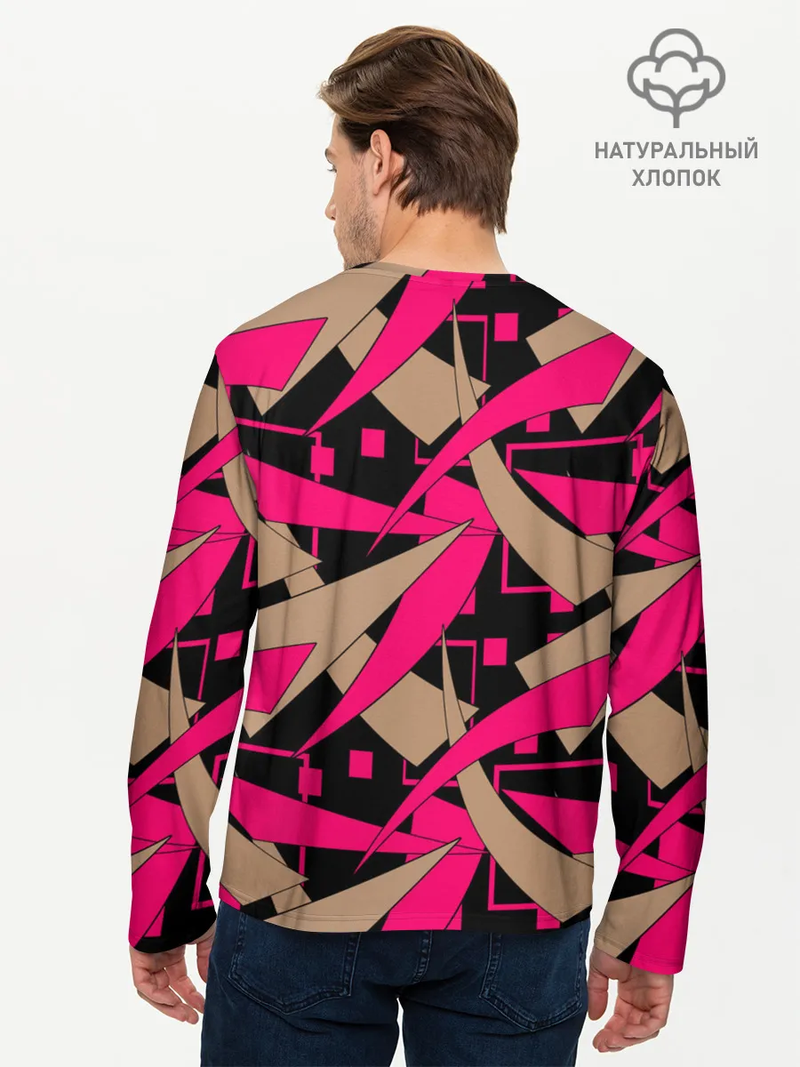 Мужской лонгслив базовый / Яркий абстрактный узор