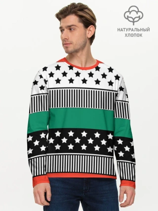 Мужской лонгслив базовый / Полосатый звездный узор