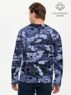 Мужской лонгслив базовый / Синий камуфляж в клетку