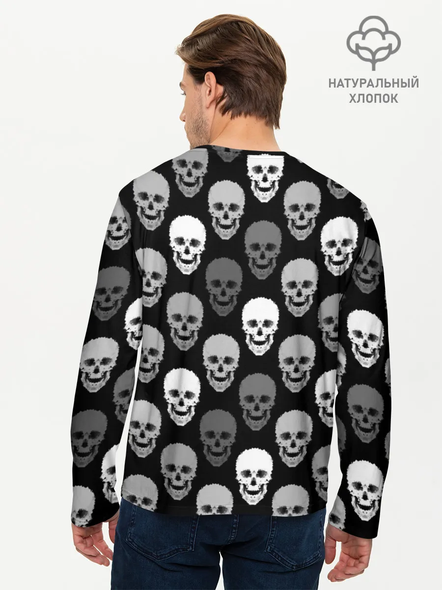 Мужской лонгслив базовый / Черно-белый готический