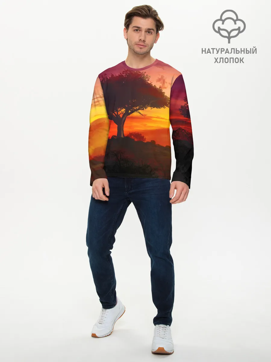 Мужской лонгслив базовый / СОЛНЦЕ НАД АФРИКОЙ