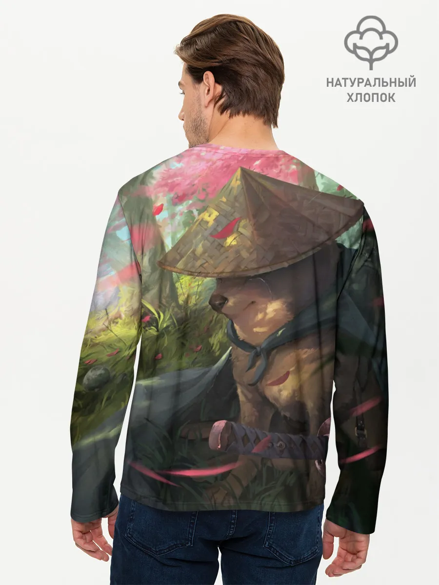 Мужской лонгслив базовый / Собака Самурай плачет мем