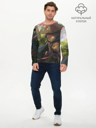 Мужской лонгслив базовый / Собака Самурай плачет мем