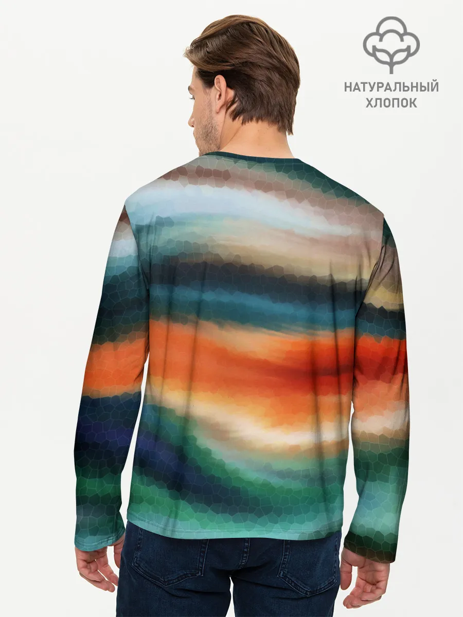 Мужской лонгслив базовый / Мозаичный абстрактный узор