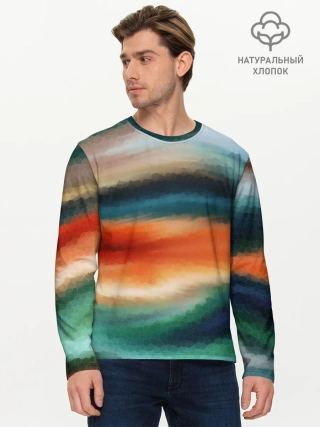 Мужской лонгслив базовый / Мозаичный абстрактный узор