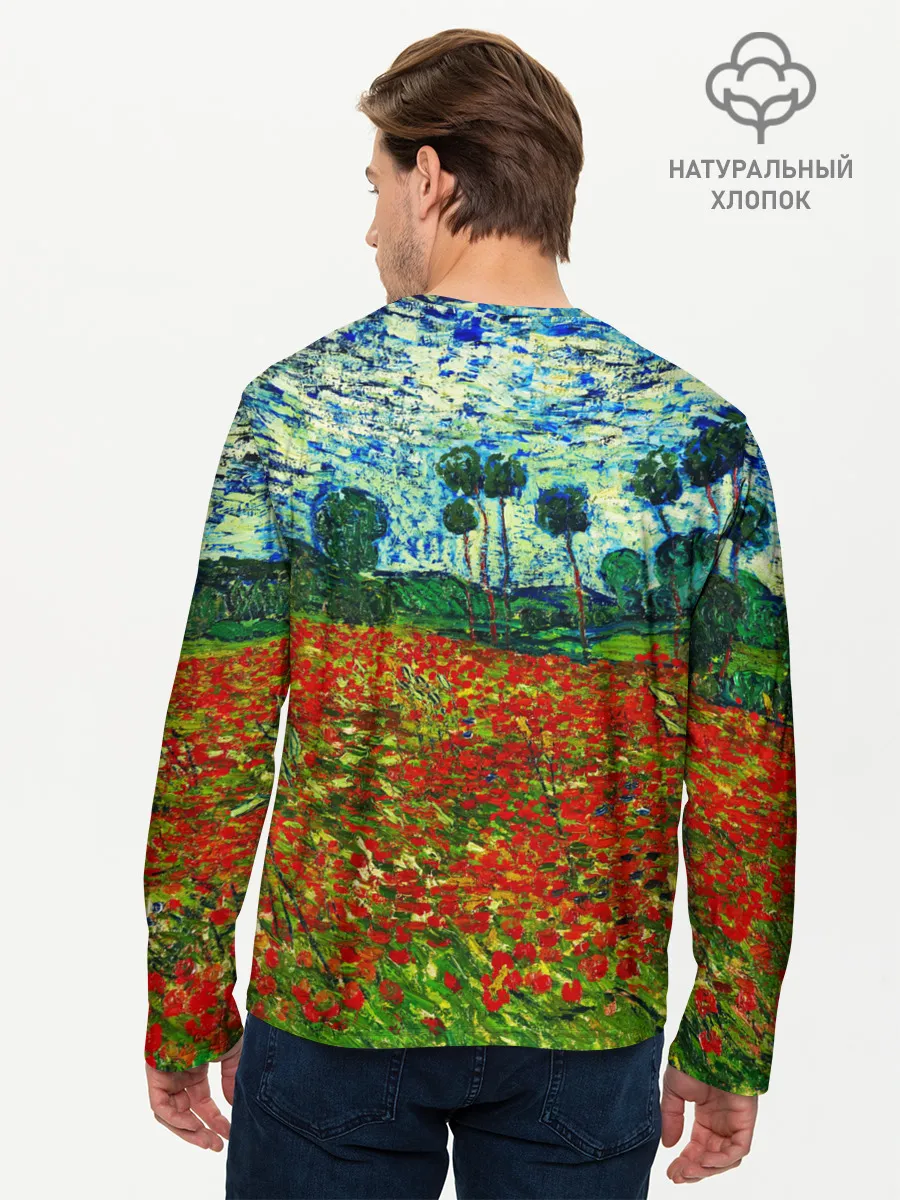 Мужской лонгслив базовый / Поле с маками, Ван Гог
