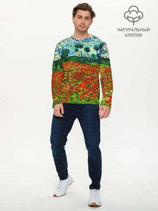 Мужской лонгслив базовый / Поле с маками, Ван Гог