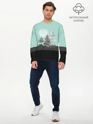 Мужской лонгслив базовый / Лес. Мозаичный узор