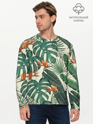 Мужской лонгслив базовый / Тропический паттерн
