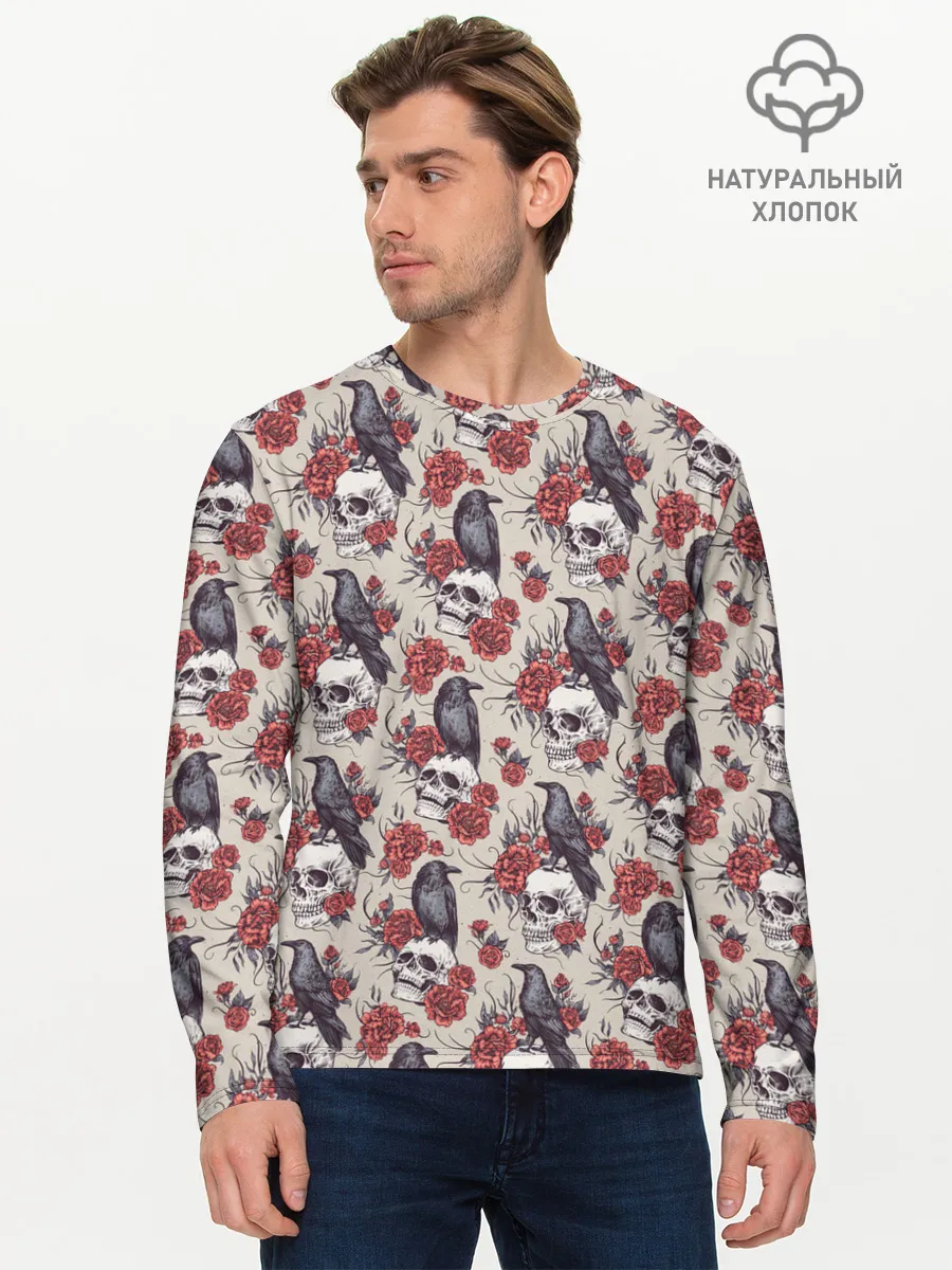 Мужской лонгслив базовый / Skull raven