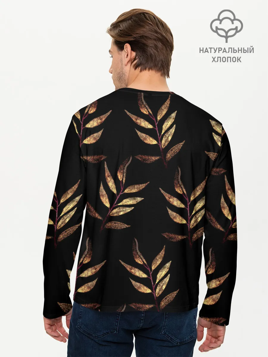 Мужской лонгслив базовый / Золотисто-красные листья