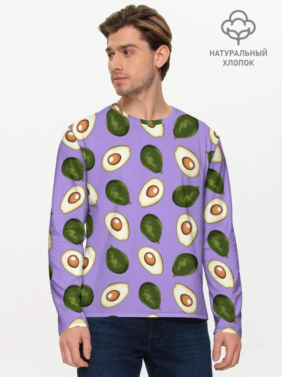 Мужской лонгслив базовый / Авокадо паттерн