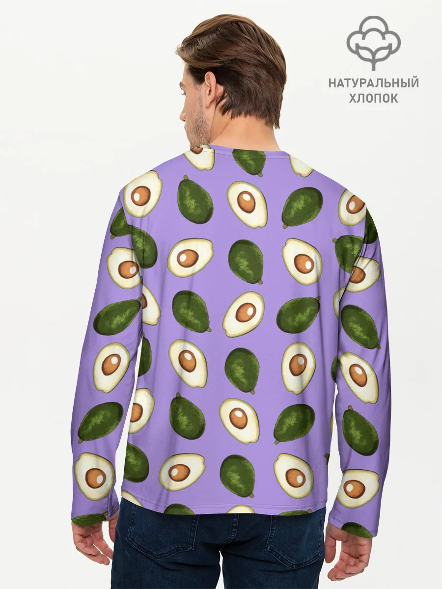 Мужской лонгслив базовый / Авокадо паттерн
