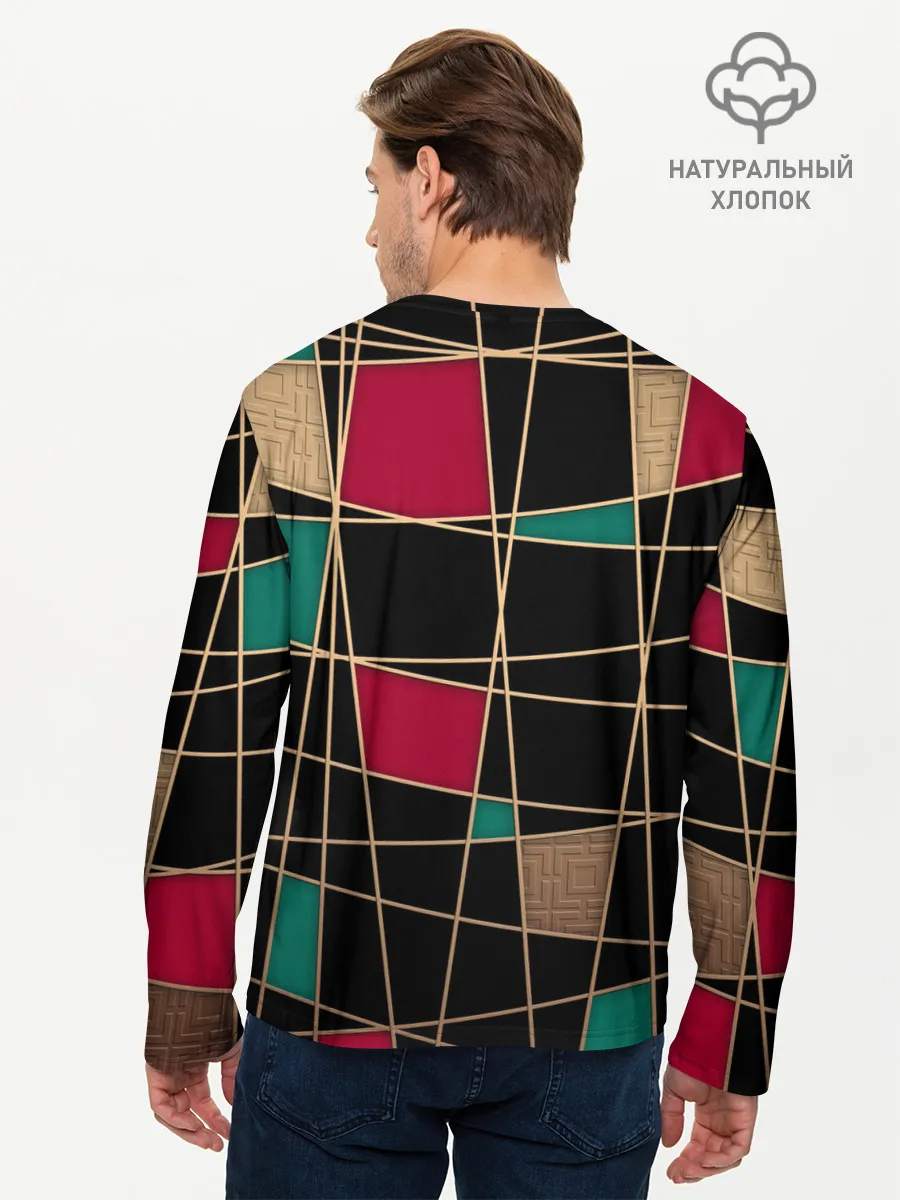 Мужской лонгслив базовый / Модный абстрактный узор