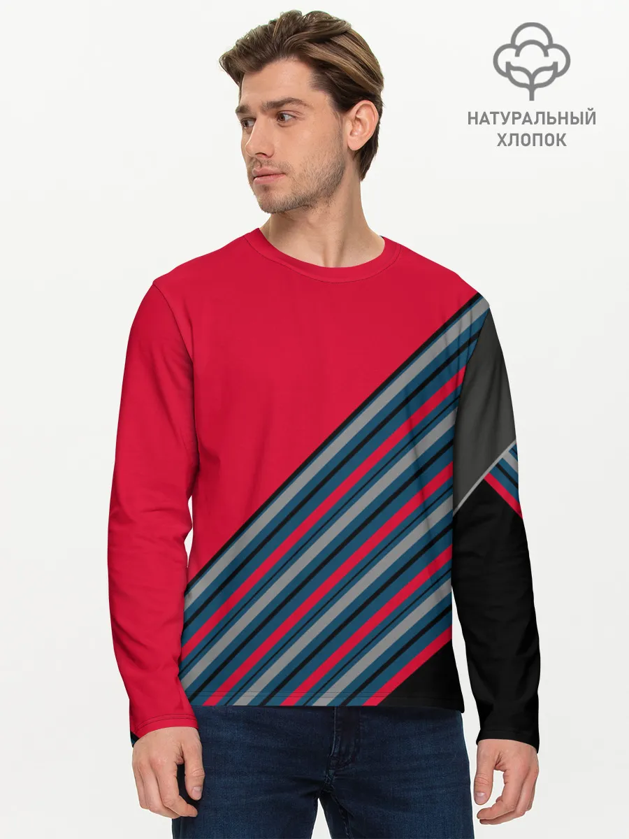 Мужской лонгслив базовый / Абстрактный асимметричный