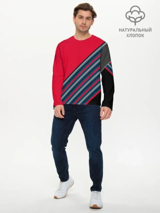 Мужской лонгслив базовый / Абстрактный асимметричный